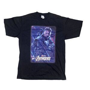 Marvel Avengers Endgame Hawkeye Graphic T-Shirt L Black Port & Company 100% Cott
